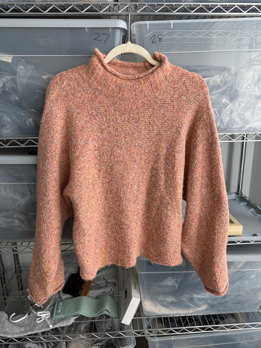 Cozy Women’s Mock Neck Sweater in Peach